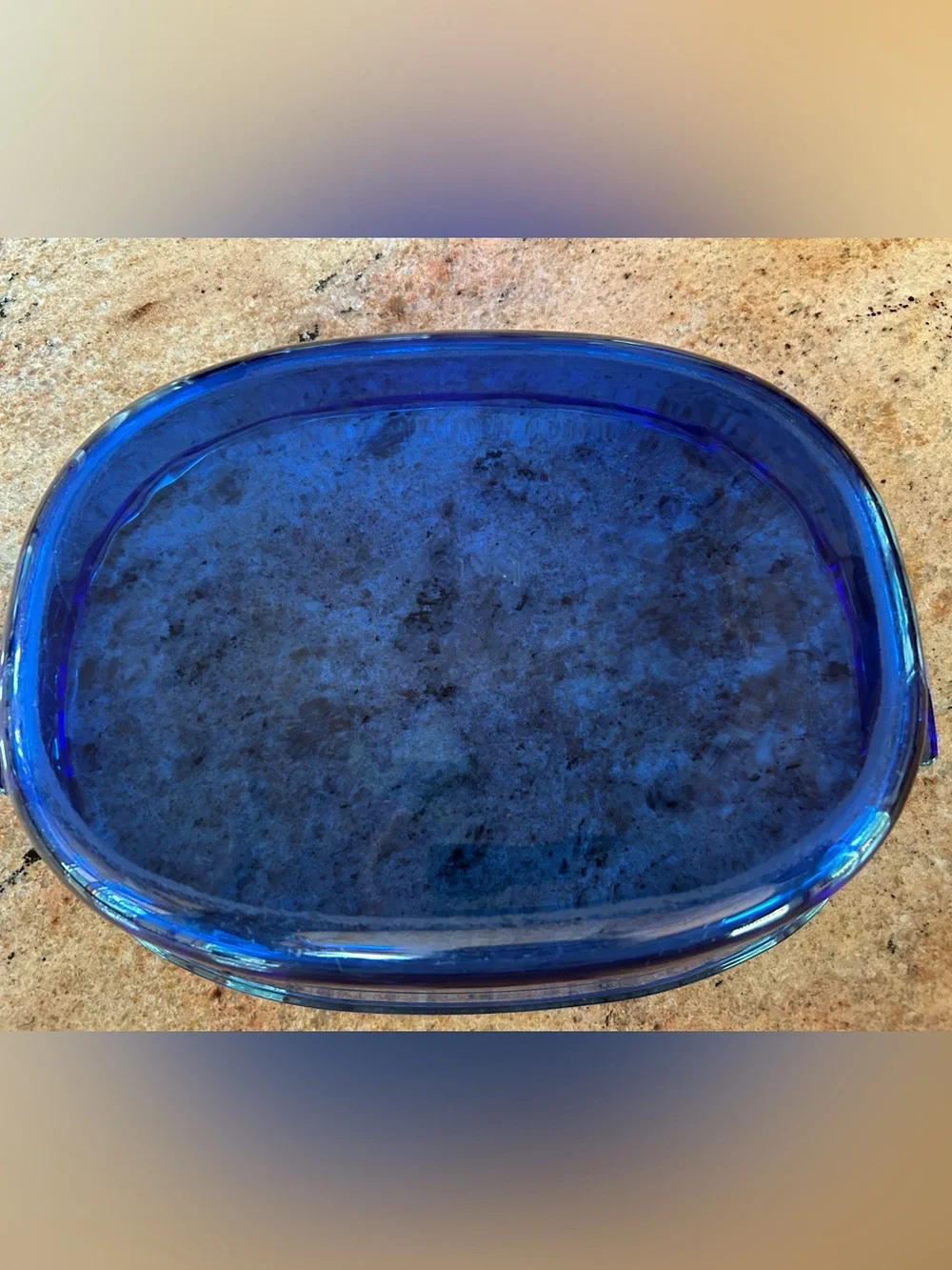 Pyrex #702 Vtg Cobalt Blue Open Roaster 2Qt 2L molded lugs 8.75”Wx12”L lug-lug.